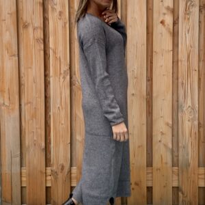 Sofia Maxi gebreiden donker grijs jurk - one size.