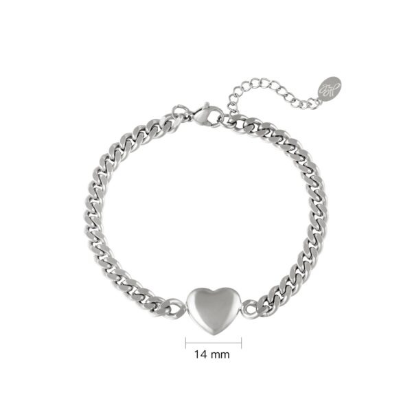 Armband Chained Heart - Stainless steel - Zilver kleur.