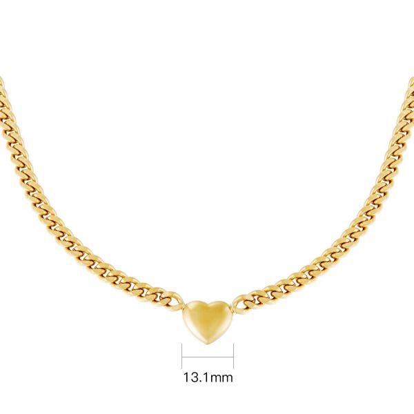 Ketting Chained Heart Stainless steel – Goud kleur.