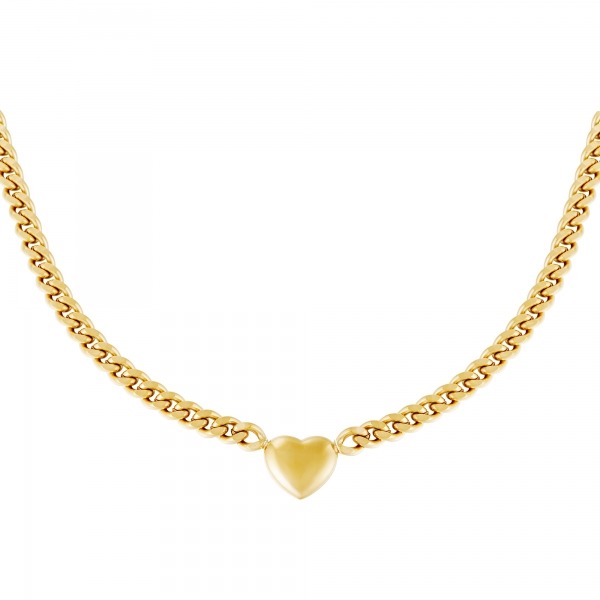 Ketting Chained Heart Stainless steel – Goud kleur.