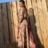 Boho Maxi Wikkel Dress – one size – Roze/Grijs kleur.