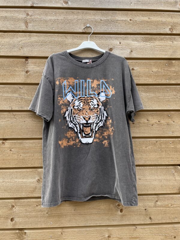 Tiger teken antraciet shirt - one size.