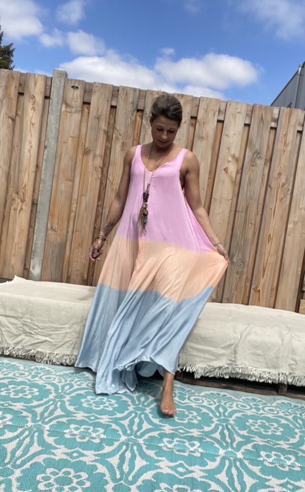 Maxi lange jurk – Mix kleur.- one size -2.