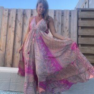 Destina Maxi jurk van Jot – one size- Rose kleur.
