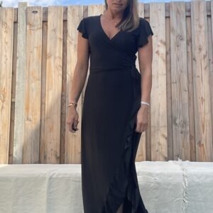 Lange omslag jurk - Zwart kleur.