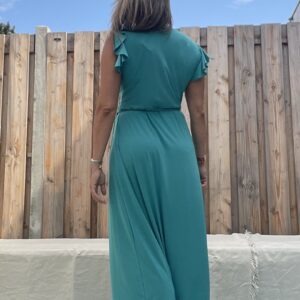 Lange omslag jurk - petrol kleur.