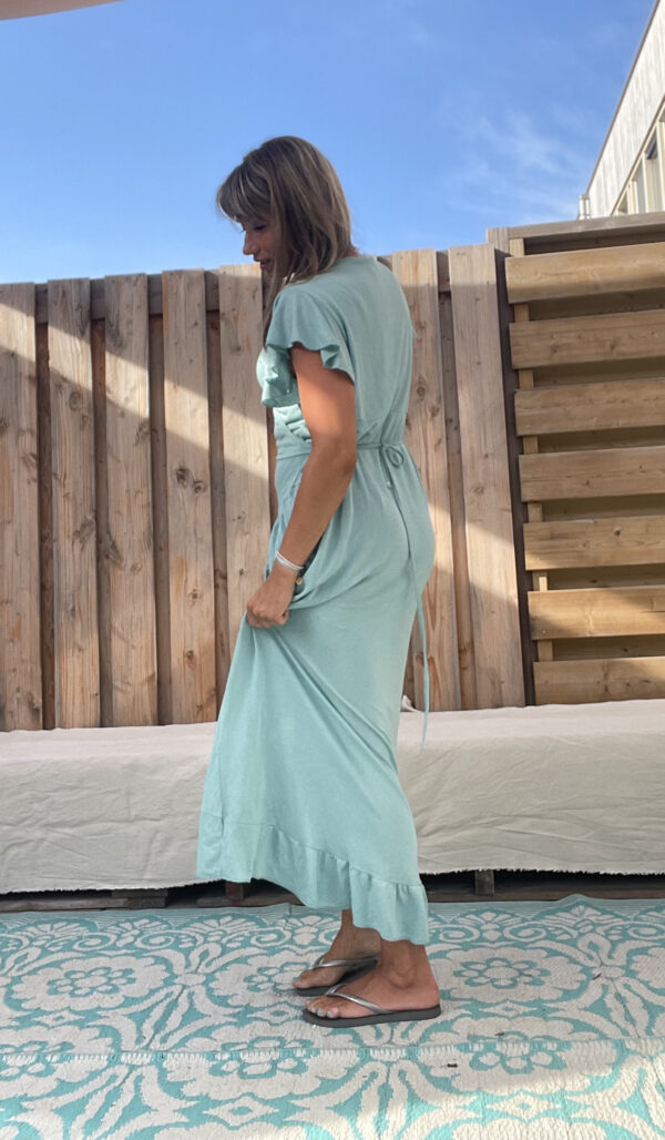 Alexa wikkel jurk one size - licht petrol kleur.