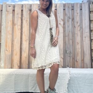 Kanten jurk-one size - off white kleur.