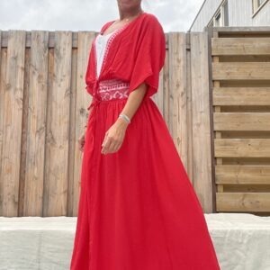 Isabelle lange kimono -one size - Rood kleur.