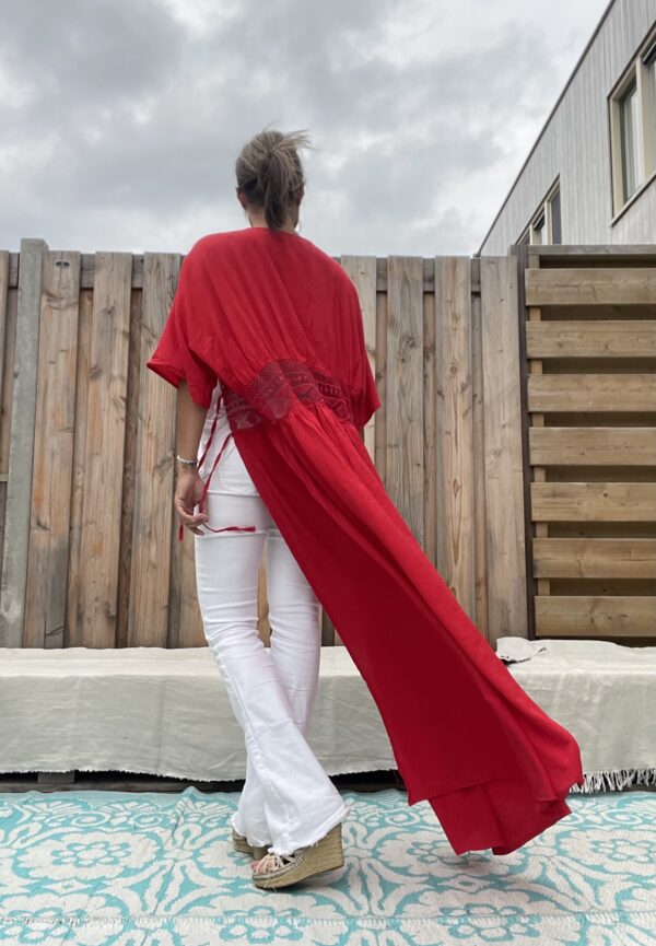 Isabelle lange kimono -one size - Rood kleur.