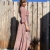 Boho Maxi Wikkel Dress – one size – Roze en blauw kleur.
