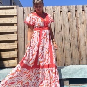 JOT Maxi jurk Catalina – one size.- rood kleur.