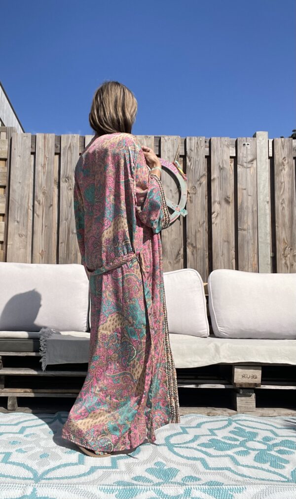 Bohemian kimono van sari zijde- one size.-model 3