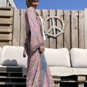 Bohemian kimono van sari zijde- one size.-model 2