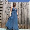 Ziba maxi boho jurk- one size- Blauw kleur.