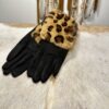 Dames Handschoenen met faux FUR dierenprint - bruin zwart.