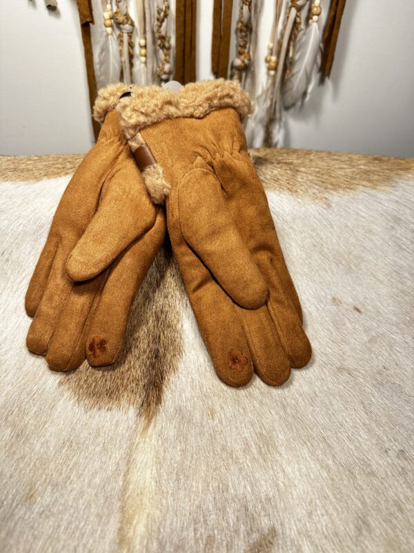 Dames Handschoenen met Lammy look- camel kleur.