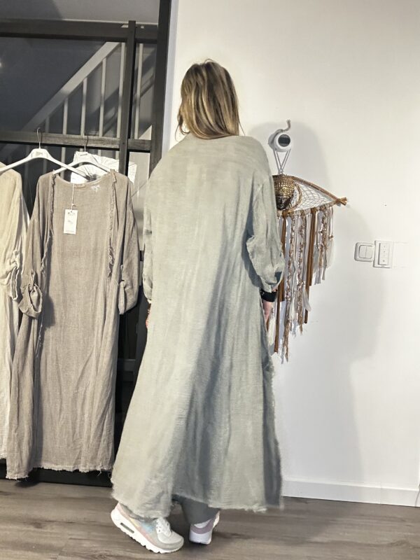 Sofia linen kimono- one size -Army green kleur.