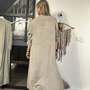 Sofia linen kimono- one size -taupe kleur.