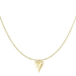 Bolletje ketting met iconisch hart medium - goud.