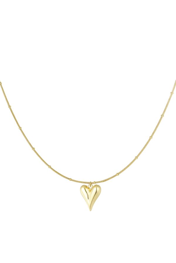 Bolletje ketting met iconisch hart medium - goud.