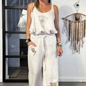 Boho lange linnen broek one size.