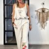 Boho lange linnen broek one size.