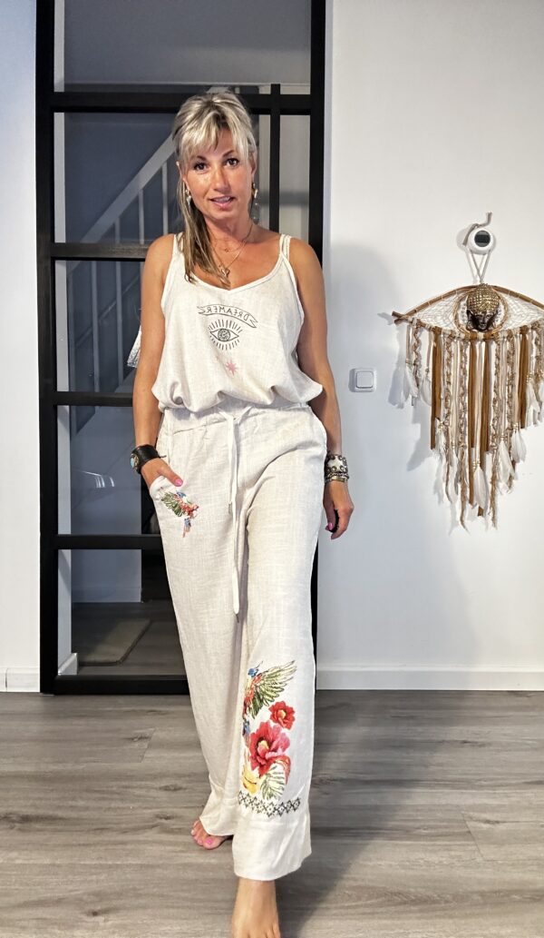 Boho lange linnen broek one size.