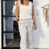 Linnen pante print broek - one size.