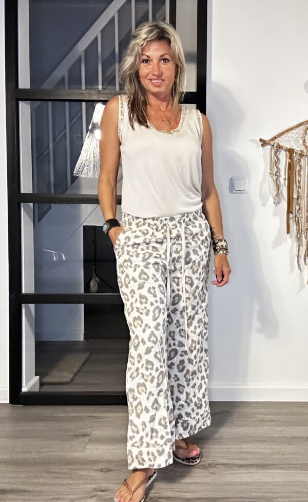 Linnen pante print broek - one size.