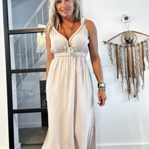 Helena maxi jurk -one size -creme kleur.