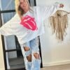 Kiss oversized trui -one sized- witte kleur.